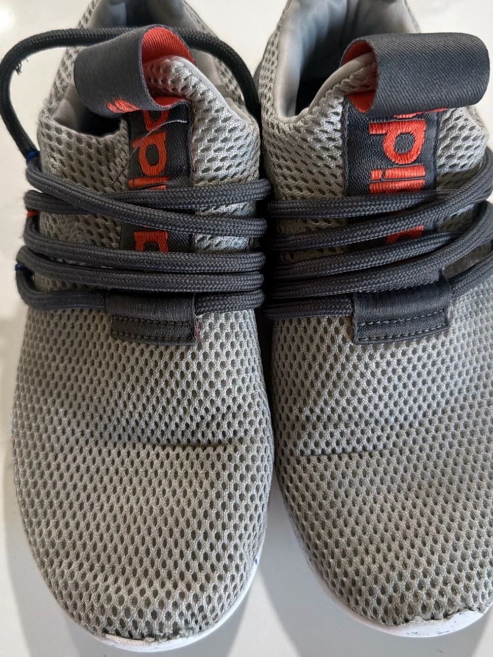 adidas Men's Gray Sneakers with Red Logo Accents